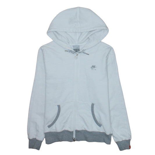 Nike Air Womens White Full Zip Hoodie Size L Grey Trim Casual
