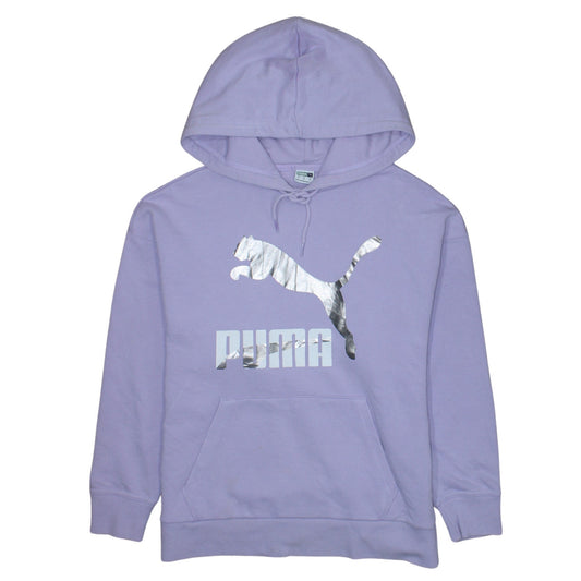 Puma Women’s Purple Hoodie Small Pullover Silver Logo Casual