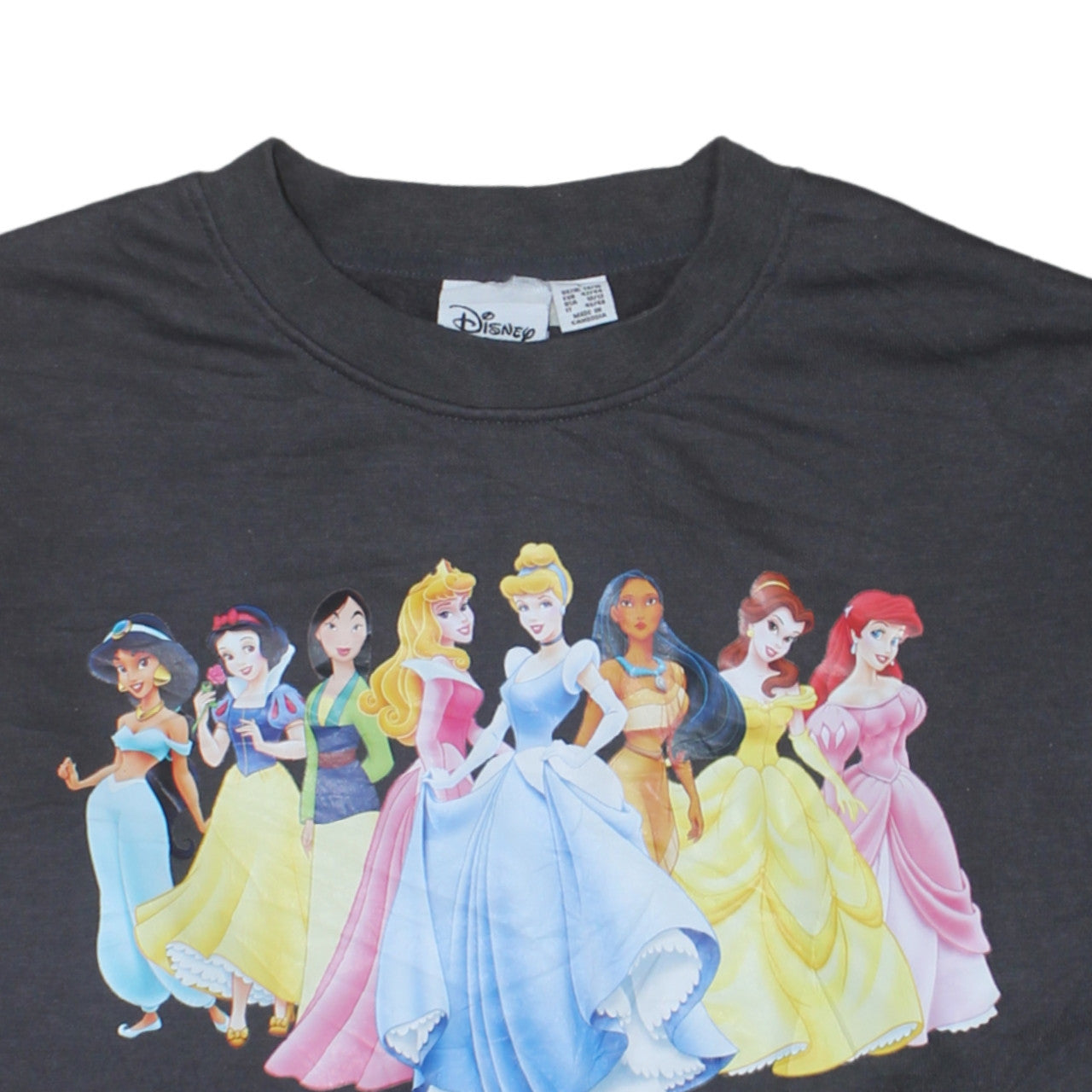 Disney Women Black Princess Pullover Sweatshirt L Graphic Print