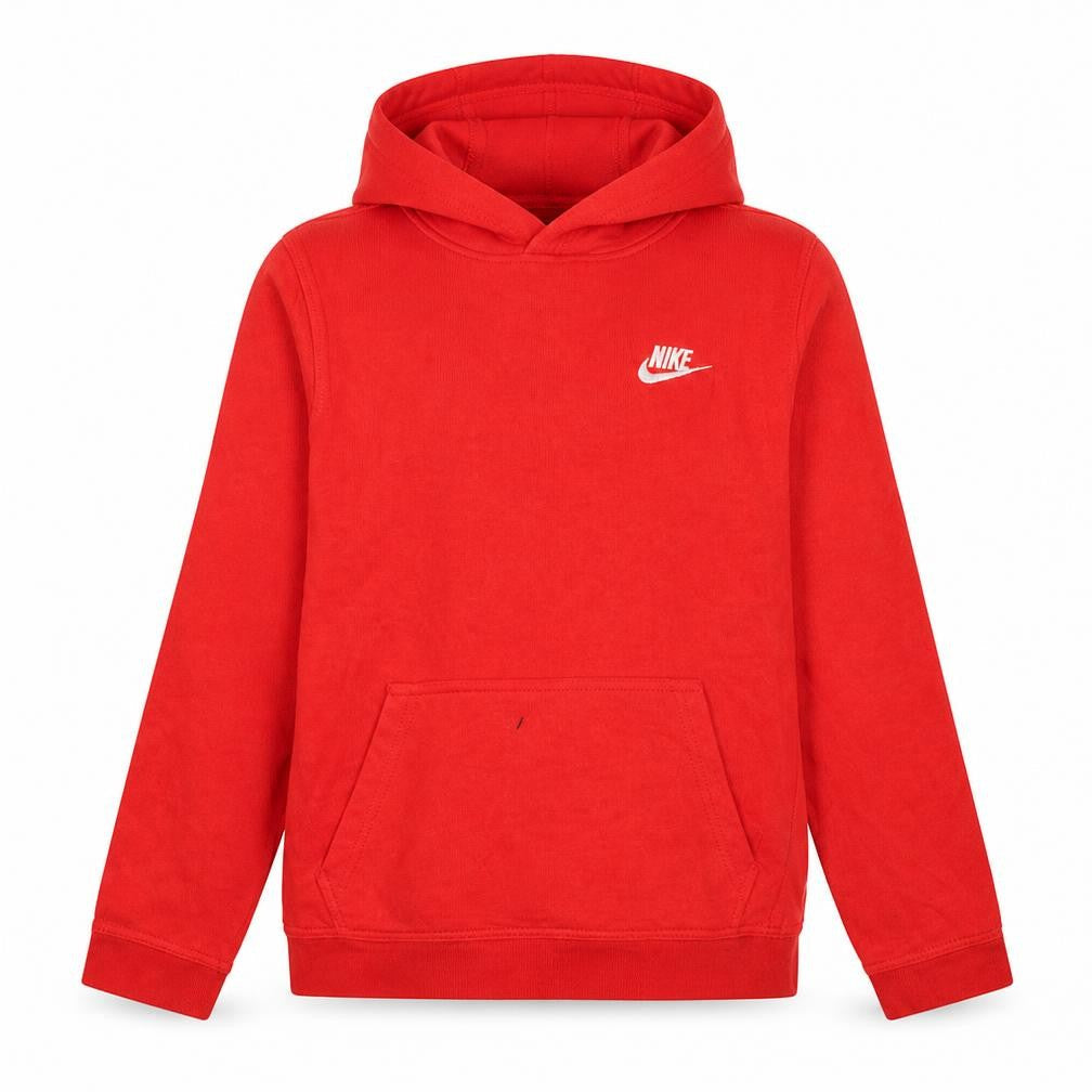 Nike Boys Red Pullover Hoodie Fleece L Logo Sports Sweatshirt