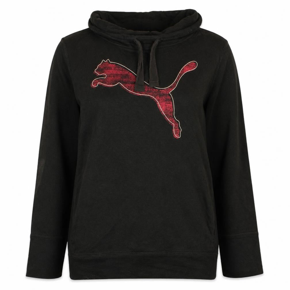 Puma Womens Black Size 12 Pullover Hoodie with Red Logo