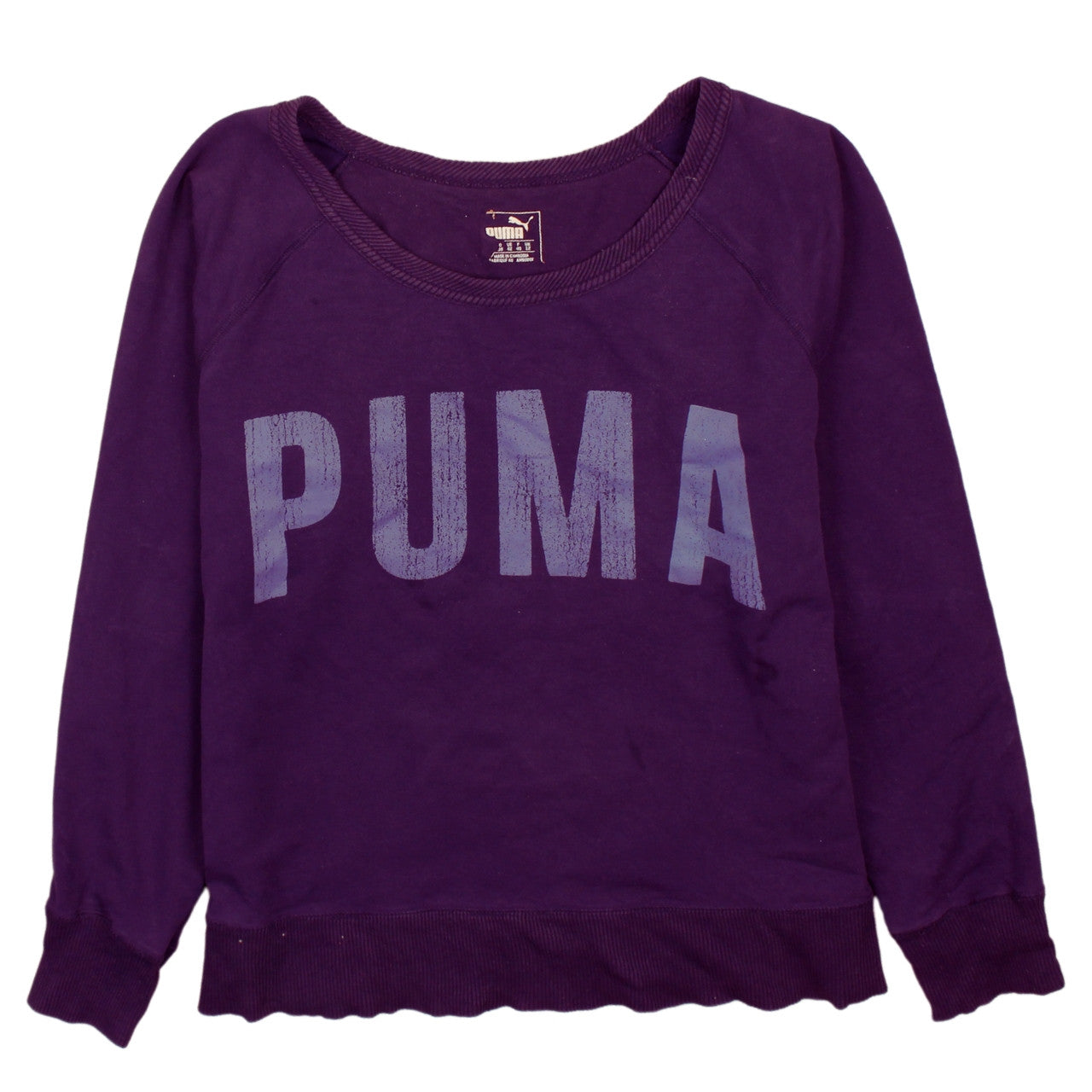 Puma Women's Purple Pullover Sweatshirt UK 12 Crew Neck Logo Print