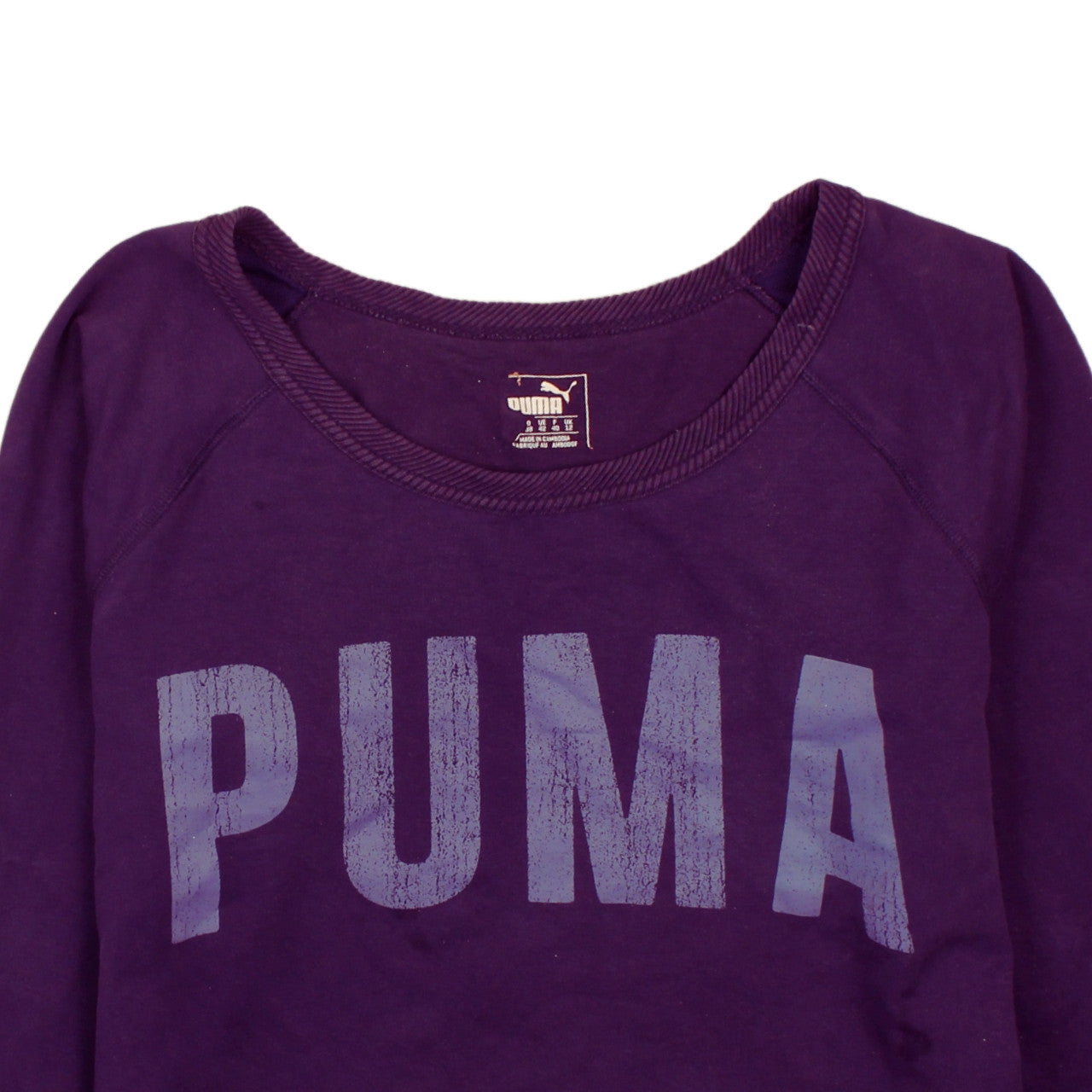 Puma Women's Purple Pullover Sweatshirt UK 12 Crew Neck Logo Print