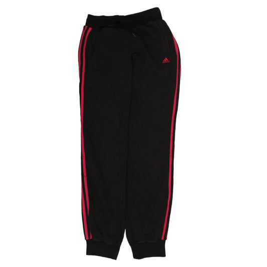 Adidas Women Black XS Jogger Trousers with Pink Stripes