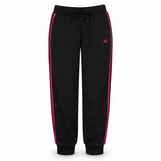 Adidas Women Black XS Jogger Trousers with Pink Stripes