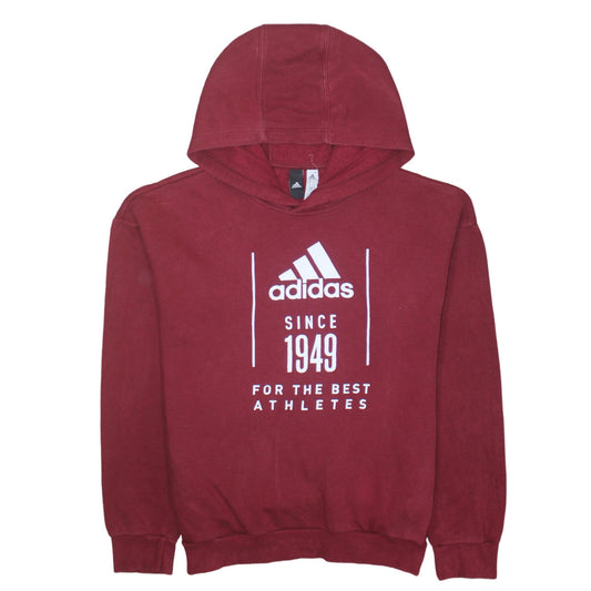 Adidas Men's Red Pullover Hoodie Size S Graphic Sports Fleece