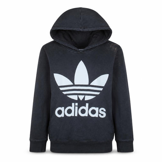 Adidas Womens Black Trefoil Logo Pullover Hoodie Size 10