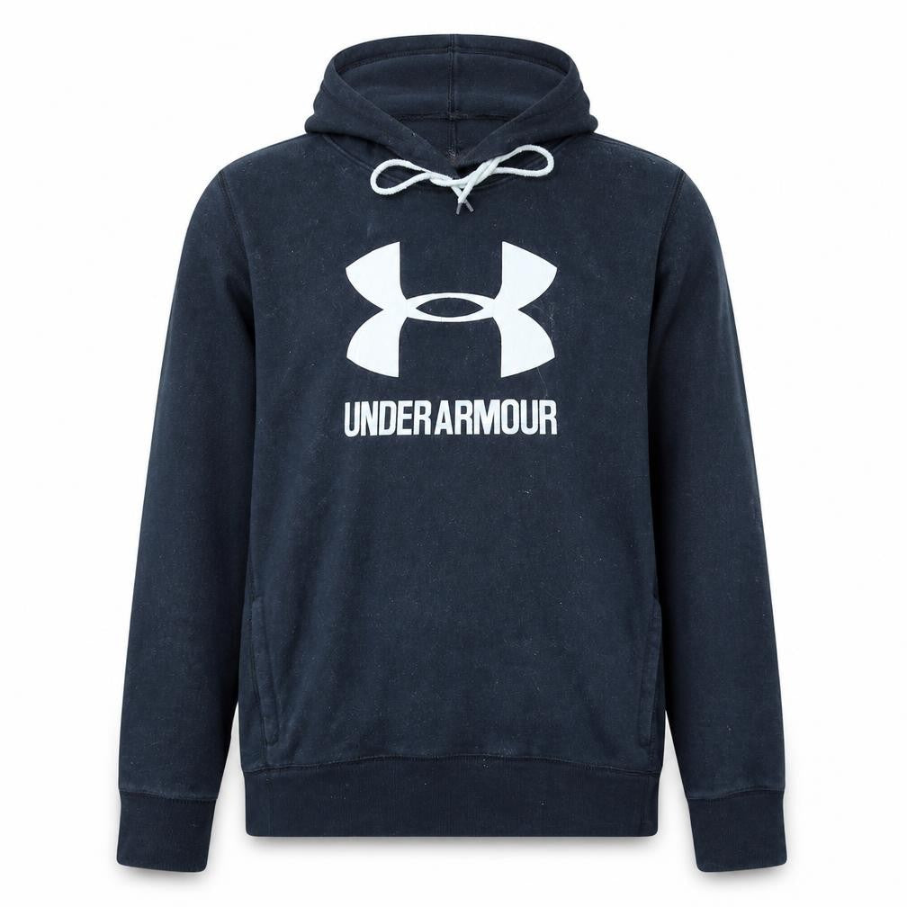 Under Armour Mens Black Pullover Hoodie Size L Loose Fit Fleece
