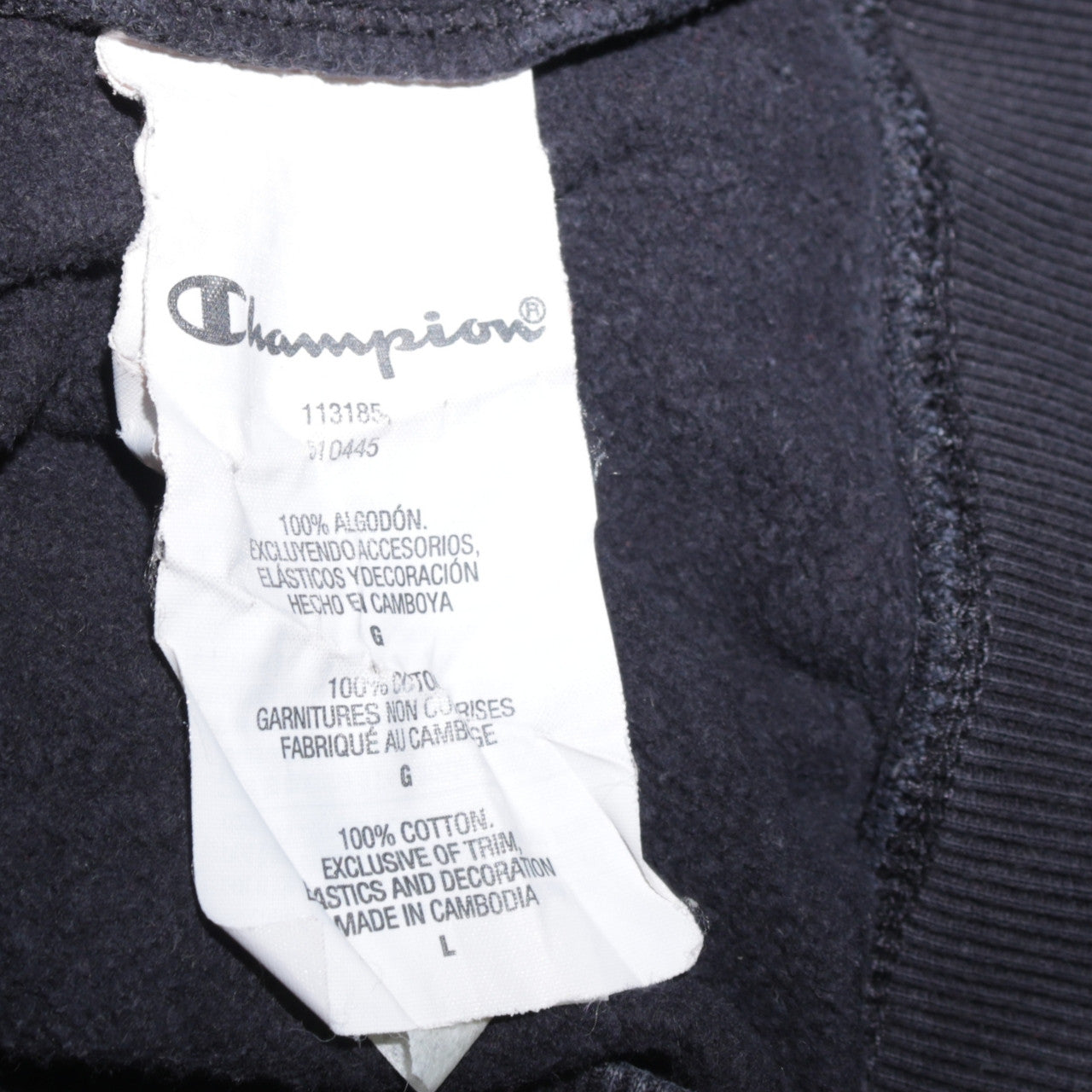 Champion Boys Black Large Pullover Hoodie Cotton Embroidered Logo