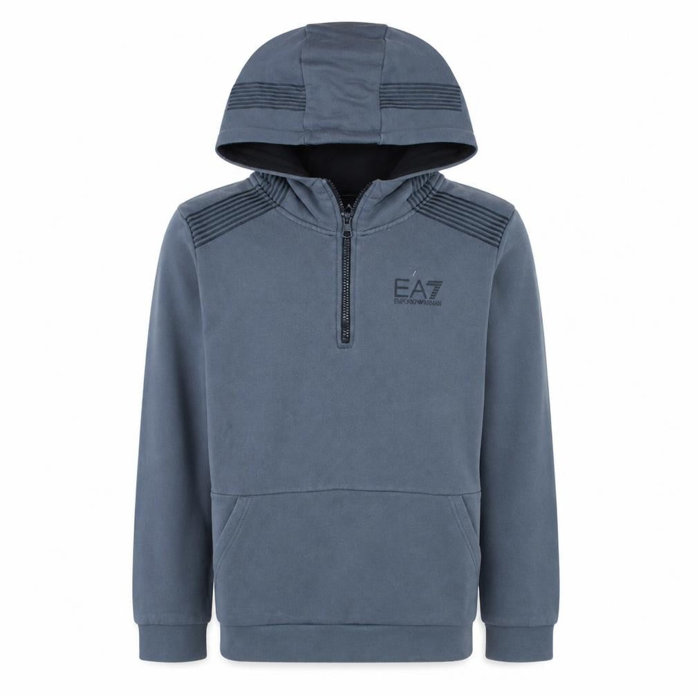 Emporio Armani EA7 Boys Grey Hoodie 14 Years 1/4 Zip Fleece Pullover