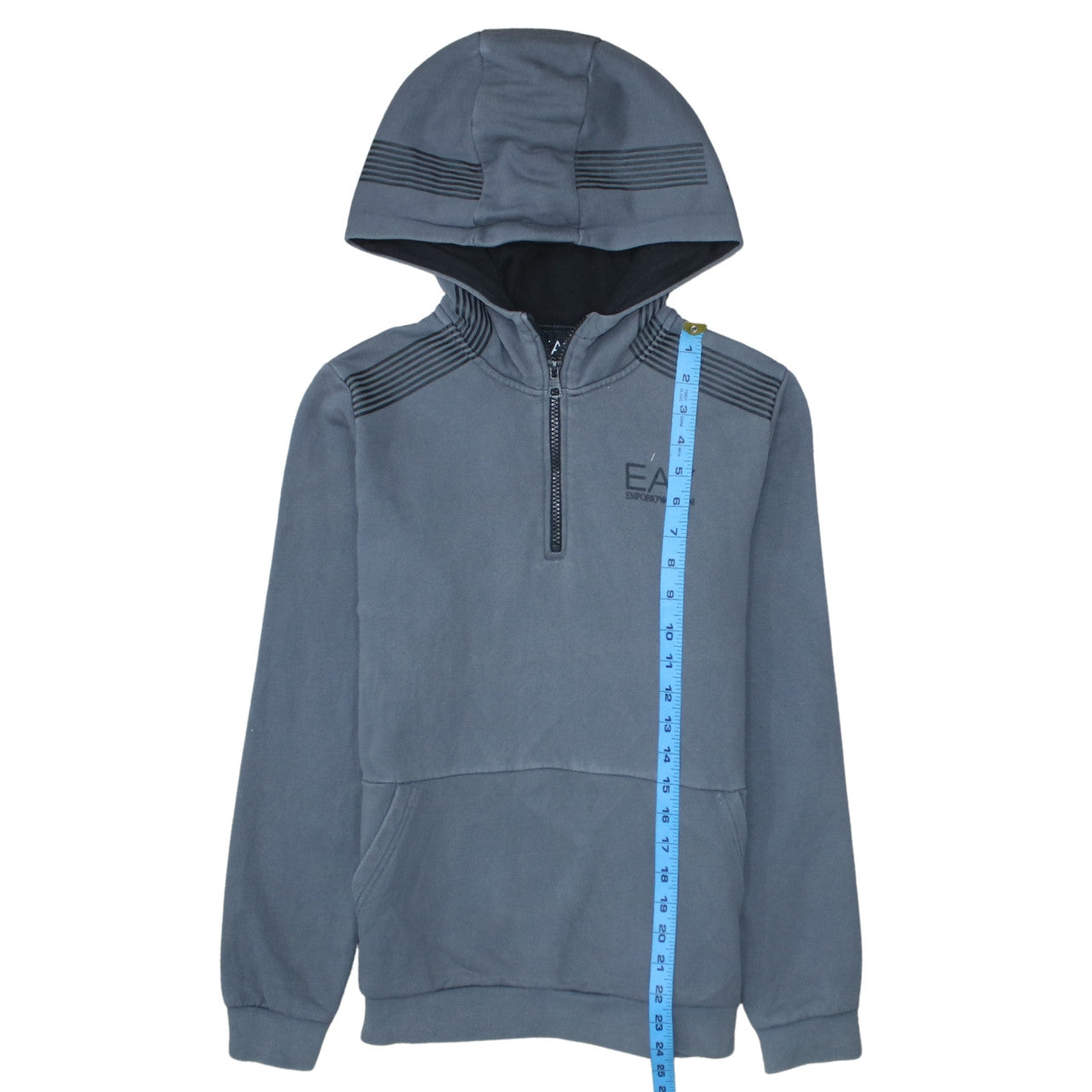 Emporio Armani EA7 Boys Grey Hoodie 14 Years 1/4 Zip Fleece Pullover