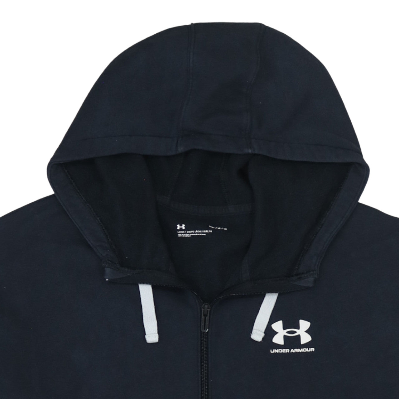 Under Armour Womens Black Full Zip Hoodie Size M Cotton Blend Casual