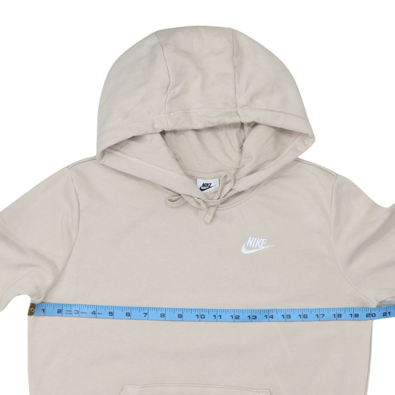 Nike Women Beige Pullover Hoodie Small Logo Hooded Sweatshirt