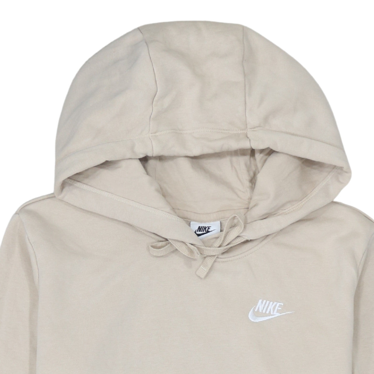 Nike Women Beige Pullover Hoodie Small Logo Hooded Sweatshirt