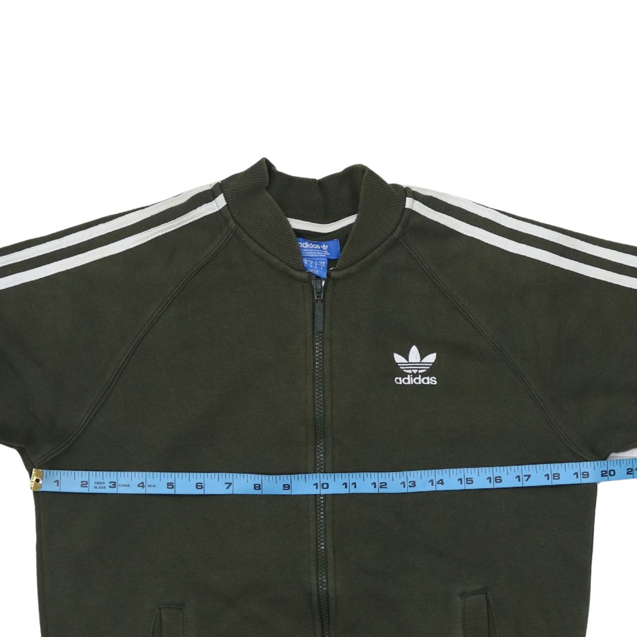 Adidas Men's Green Small Track Jacket Full Zip 3-Stripes Classic