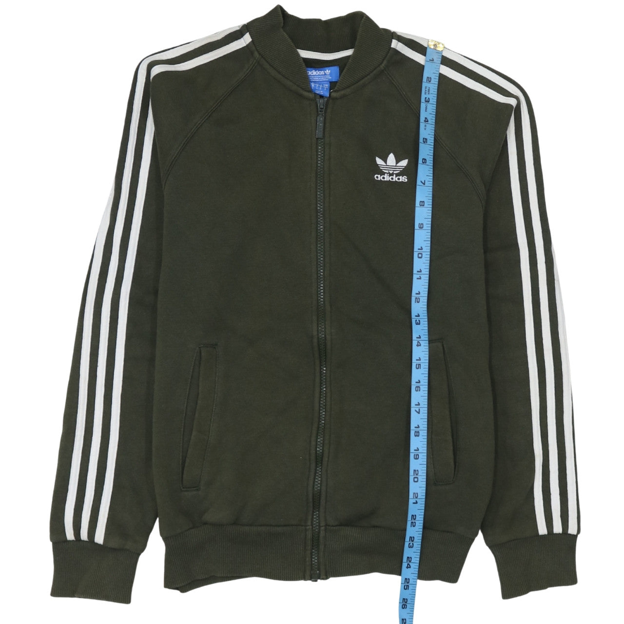 Adidas Men's Green Small Track Jacket Full Zip 3-Stripes Classic