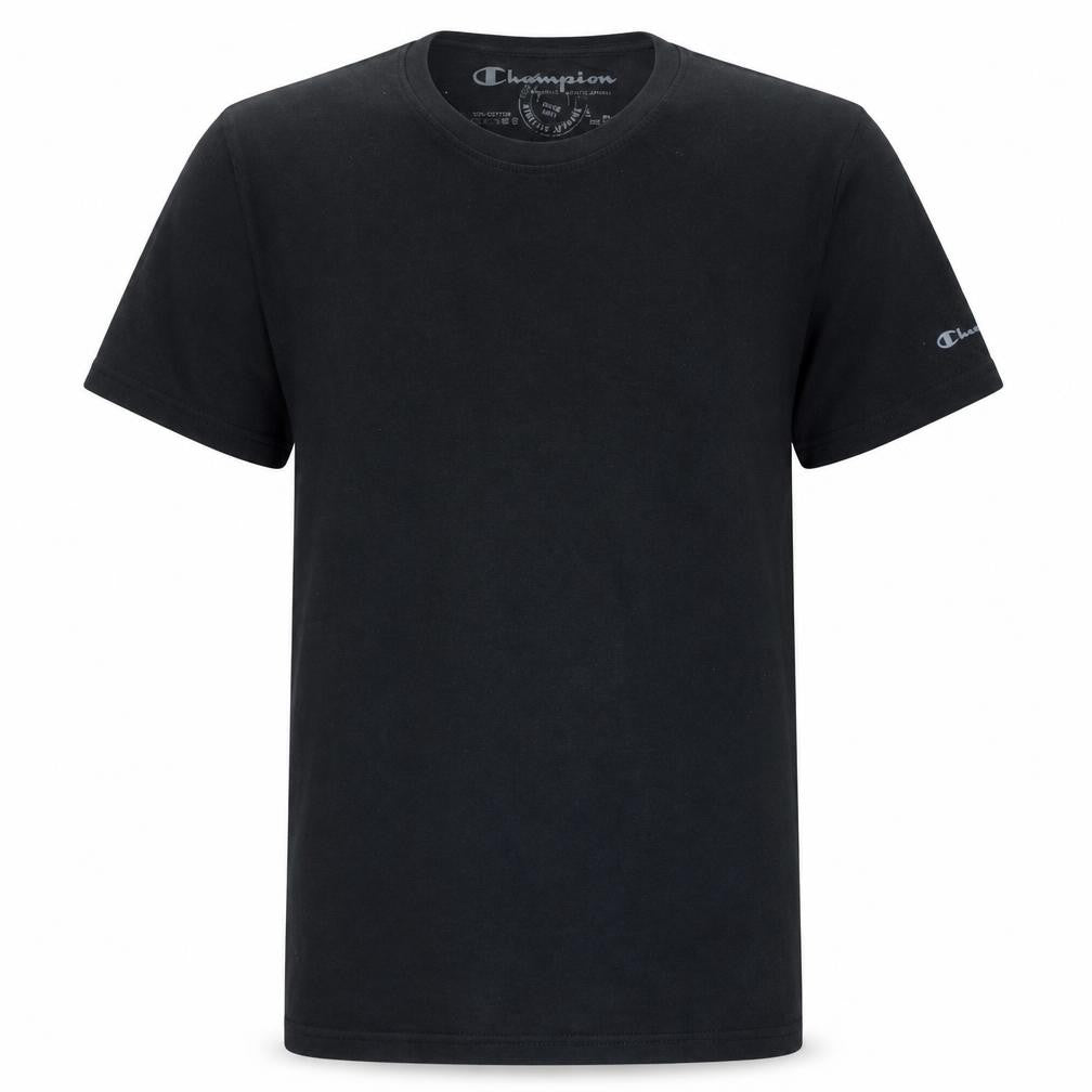Champion Men's Black Cotton Crew Neck Short Sleeve T-Shirt M