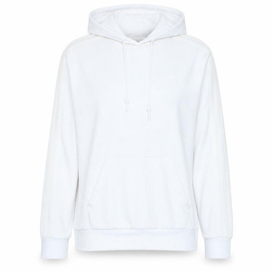 Adidas Women White Hooded Pullover Hoodie Size 12 Cotton Blend