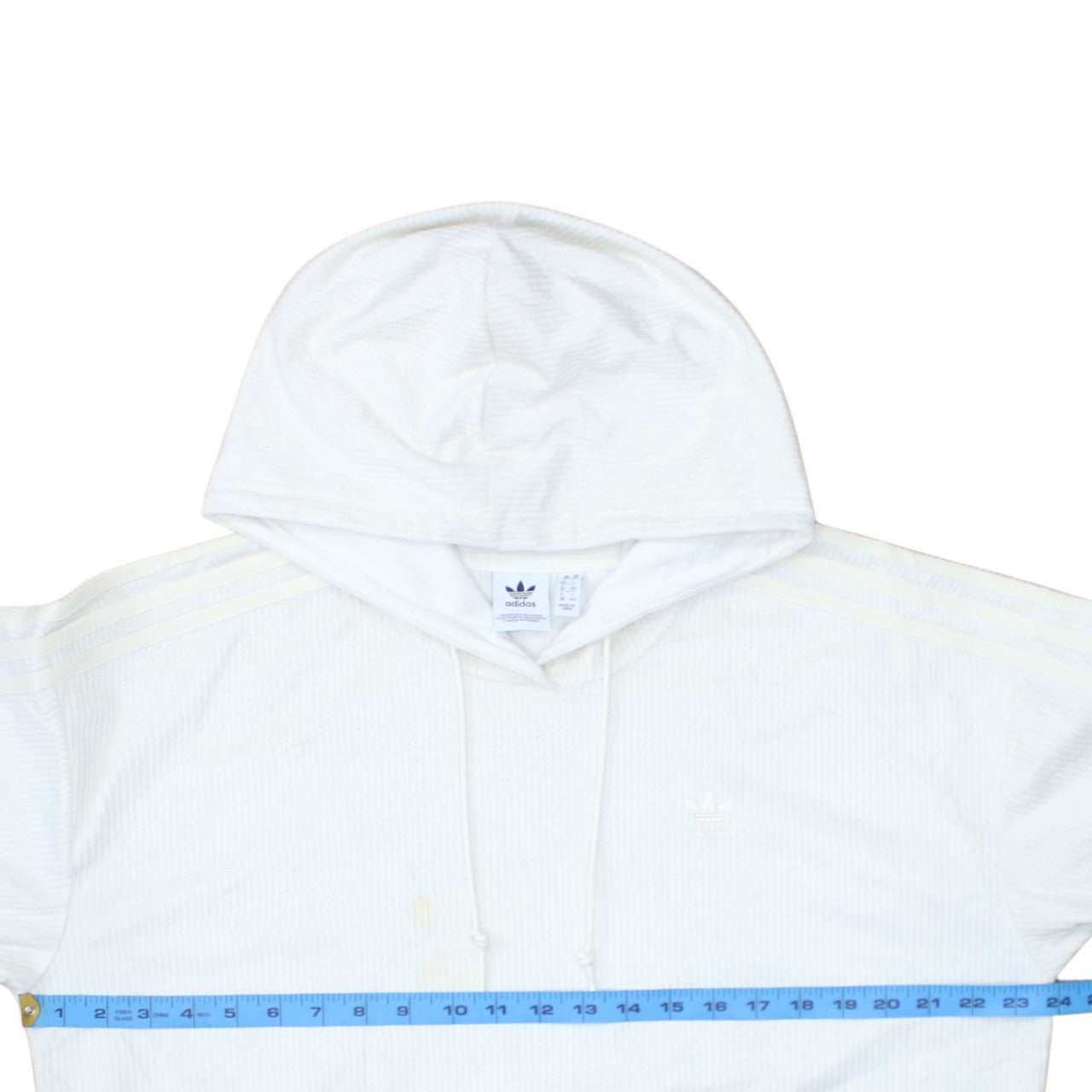 Adidas Women White Hooded Pullover Hoodie Size 12 Cotton Blend
