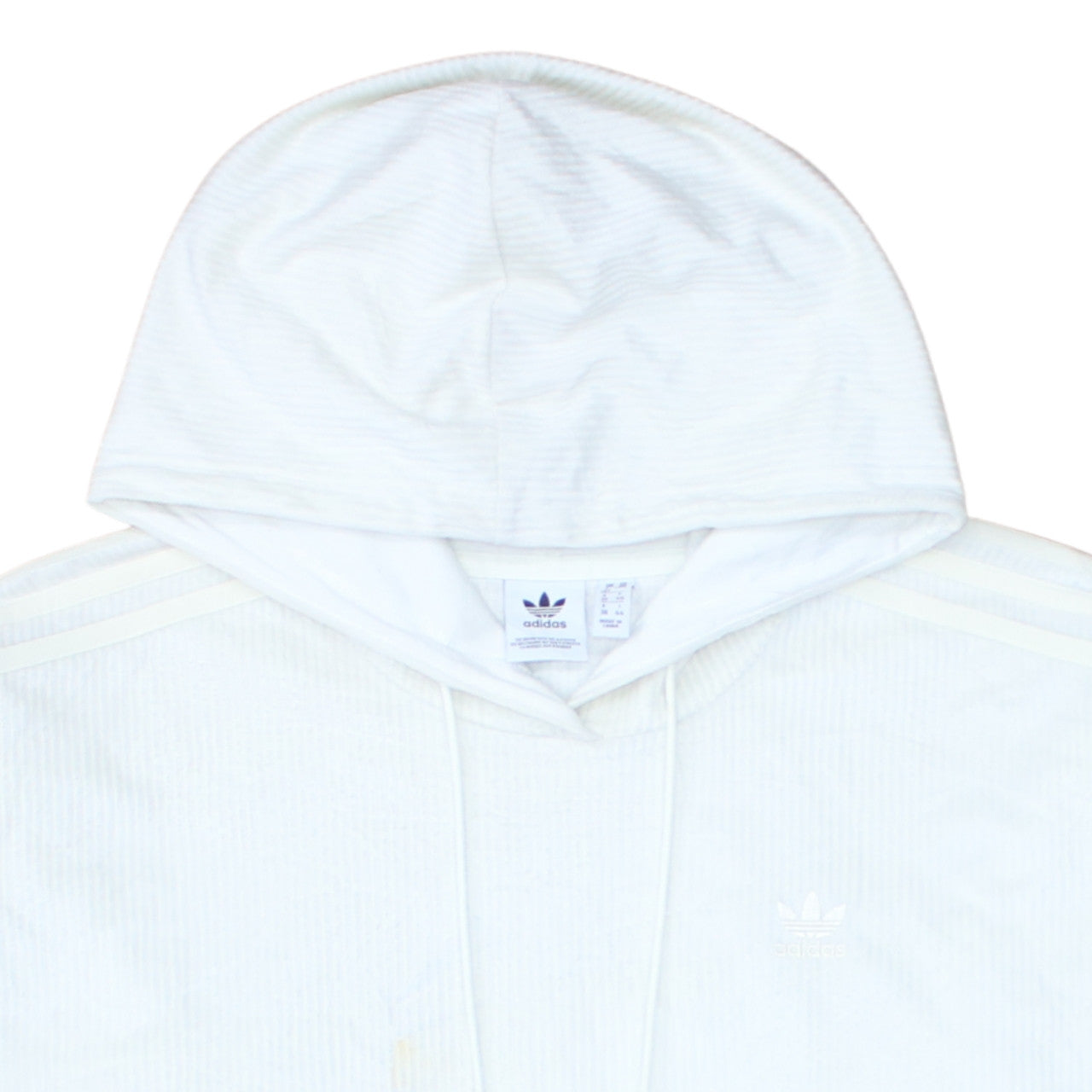 Adidas Women White Hooded Pullover Hoodie Size 12 Cotton Blend