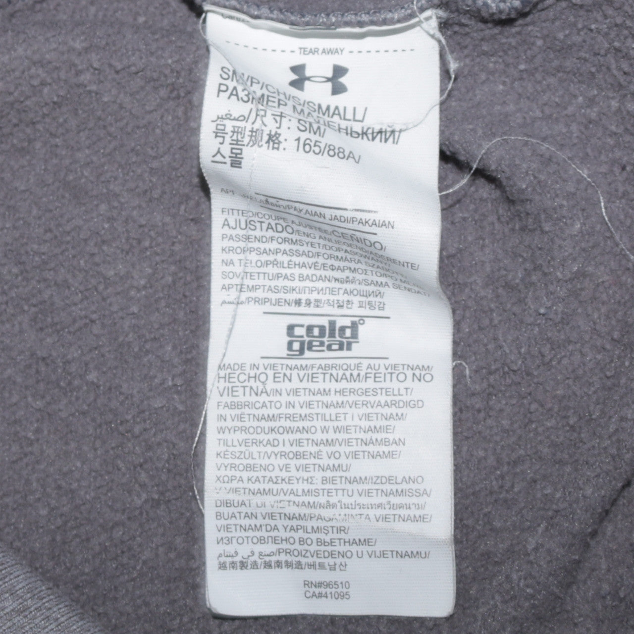 Under Armour Mens Grey Small Full Zip Hoodie Fleece ColdGear