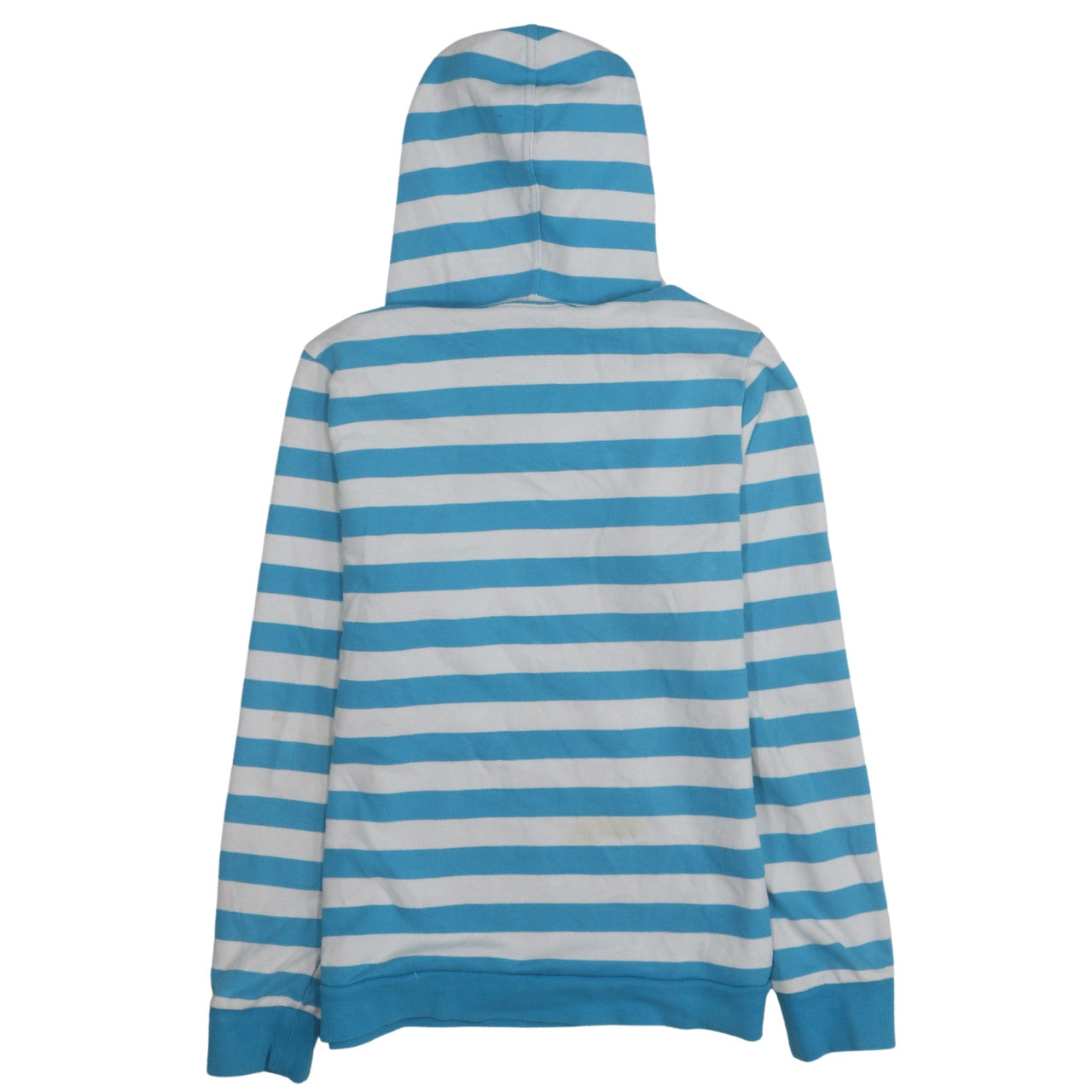 Adidas Womens Blue White Striped Pullover Hoodie Size 14