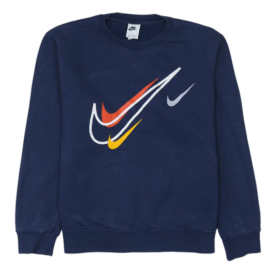 Nike Men's Blue Graphic Logo Crew Neck Pullover Sweatshirt M