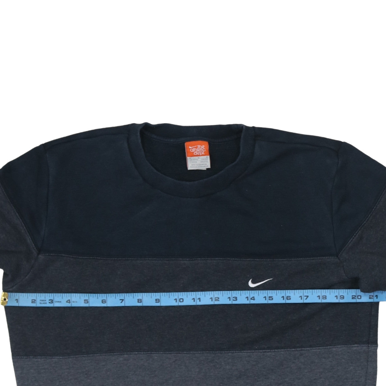 Nike Men's Blue Striped Pullover Sweatshirt M Crew Neck Fleece