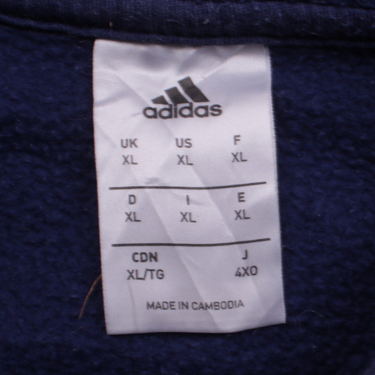 Adidas Men's Blue XL Pullover Hoodie with Logo and Pockets