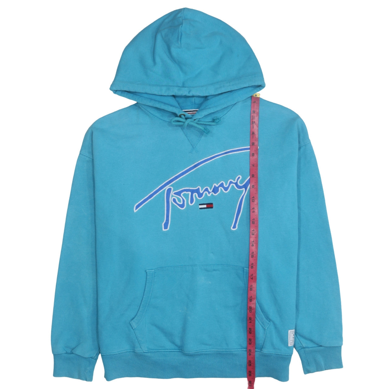 Tommy Jeans Men’s Blue XL Pullover Hoodie with Logo Print