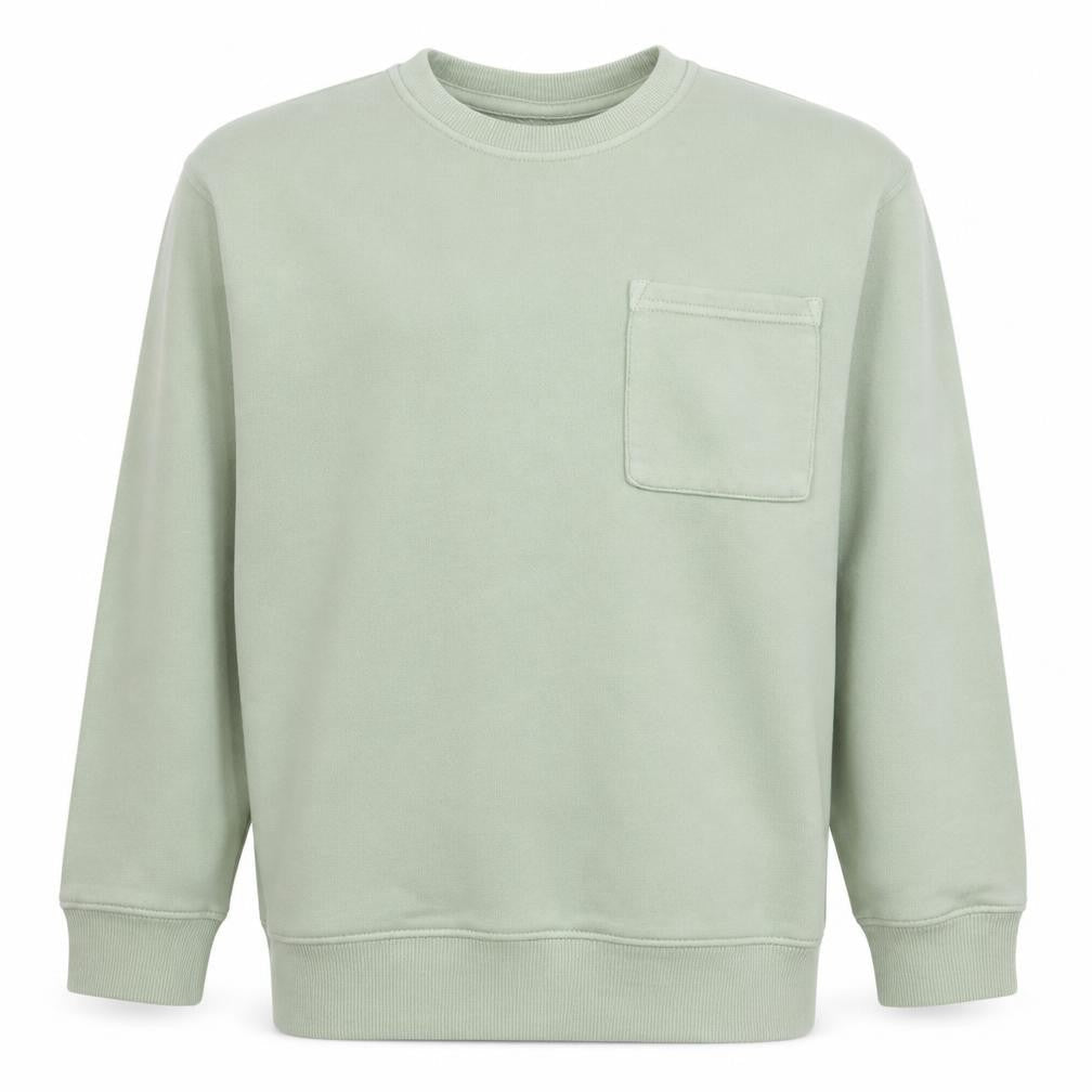 Zara Boys Green Cotton Blend Crew Neck Pullover Sweatshirt Size 8 Years