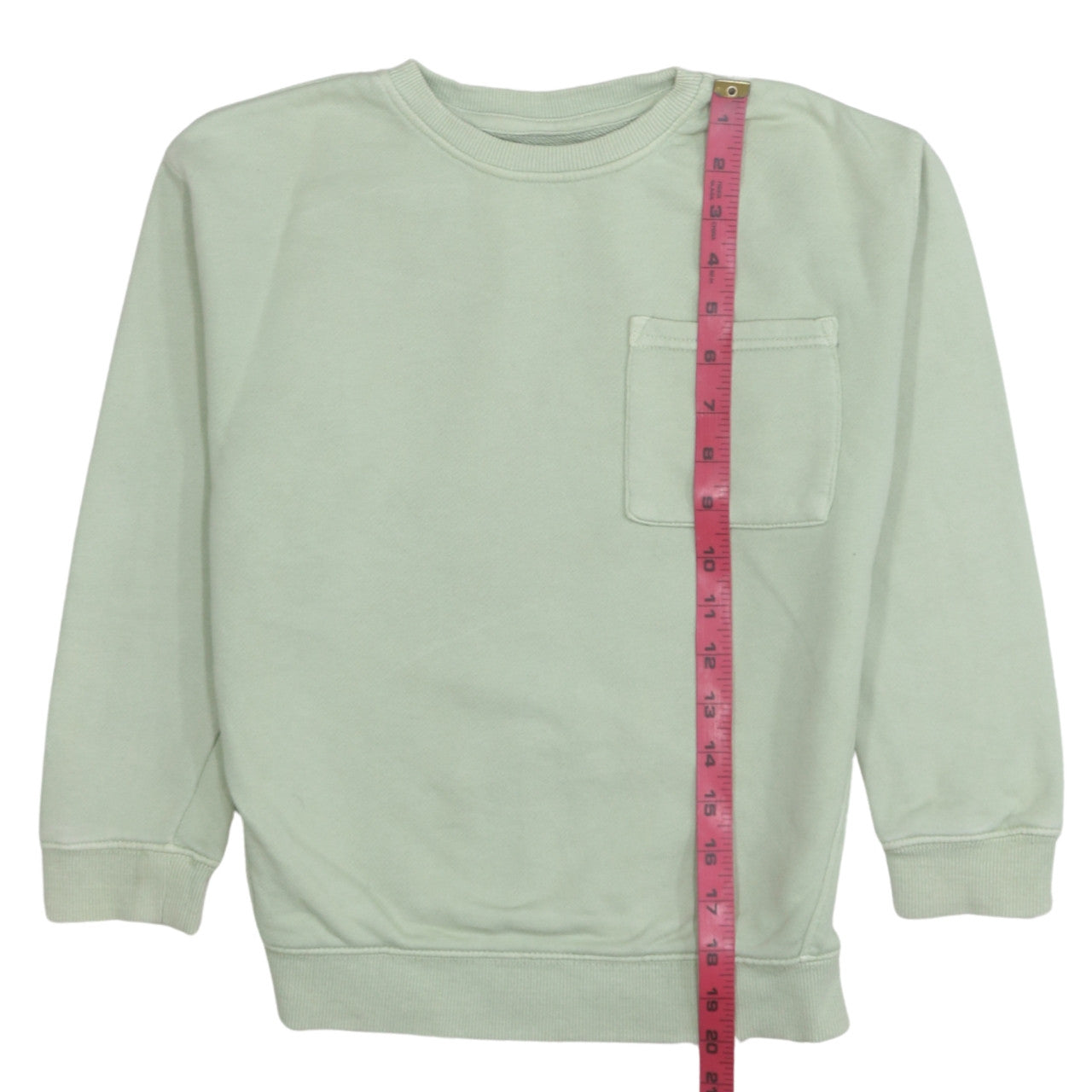 Zara Boys Green Cotton Blend Crew Neck Pullover Sweatshirt Size 8 Years