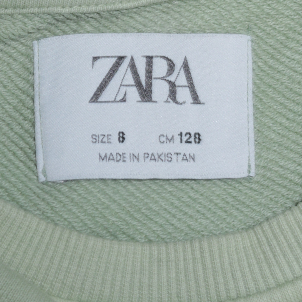 Zara Boys Green Cotton Blend Crew Neck Pullover Sweatshirt Size 8 Years