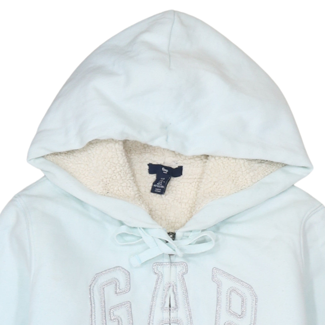 GAP Womens Light Blue Full Zip Hoodie Sherpa Lined Size S
