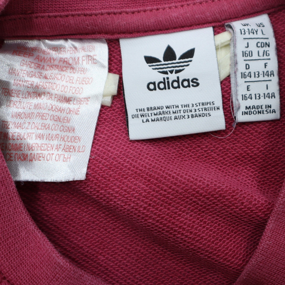 Adidas Girls Pink Crew Neck Logo Sweatshirt 14 Years Pullover