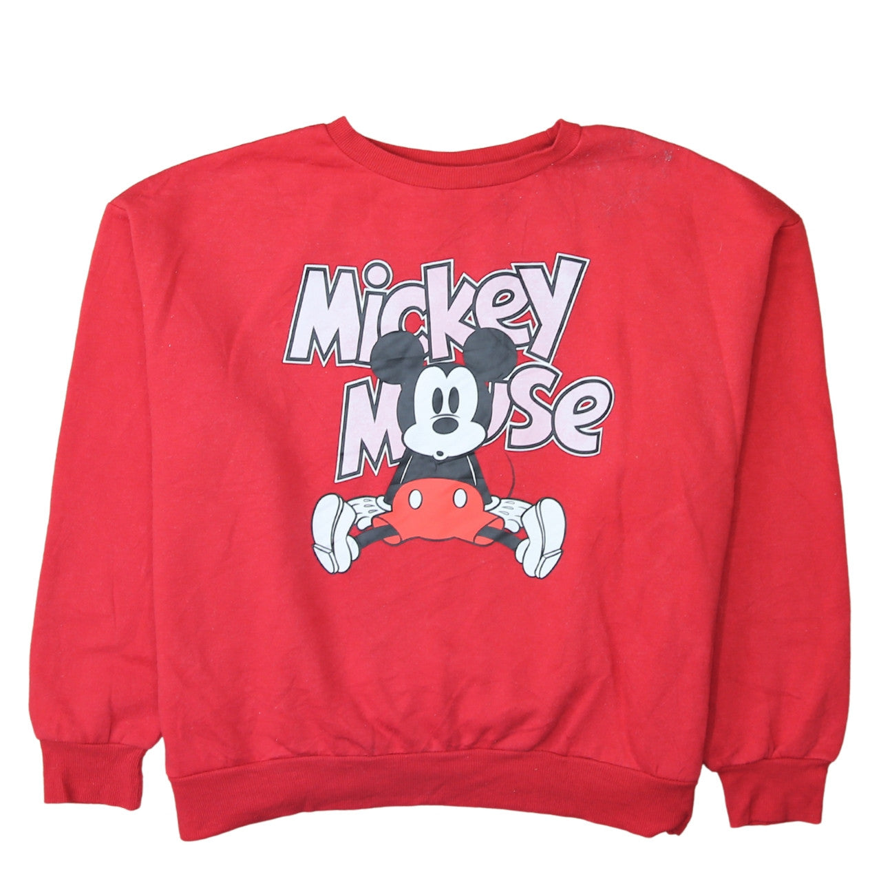 Disney Womens Red Mickey Mouse XL Sweatshirt Pullover Cotton Blend