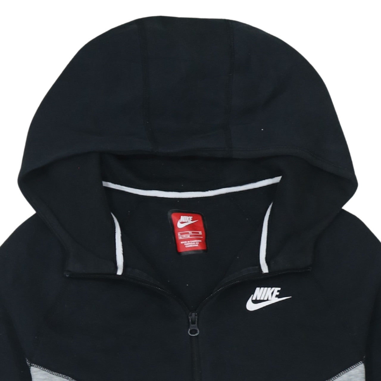 Nike Boys Black Grey XL Full Zip Colourblock Hoodie Sweatshirt