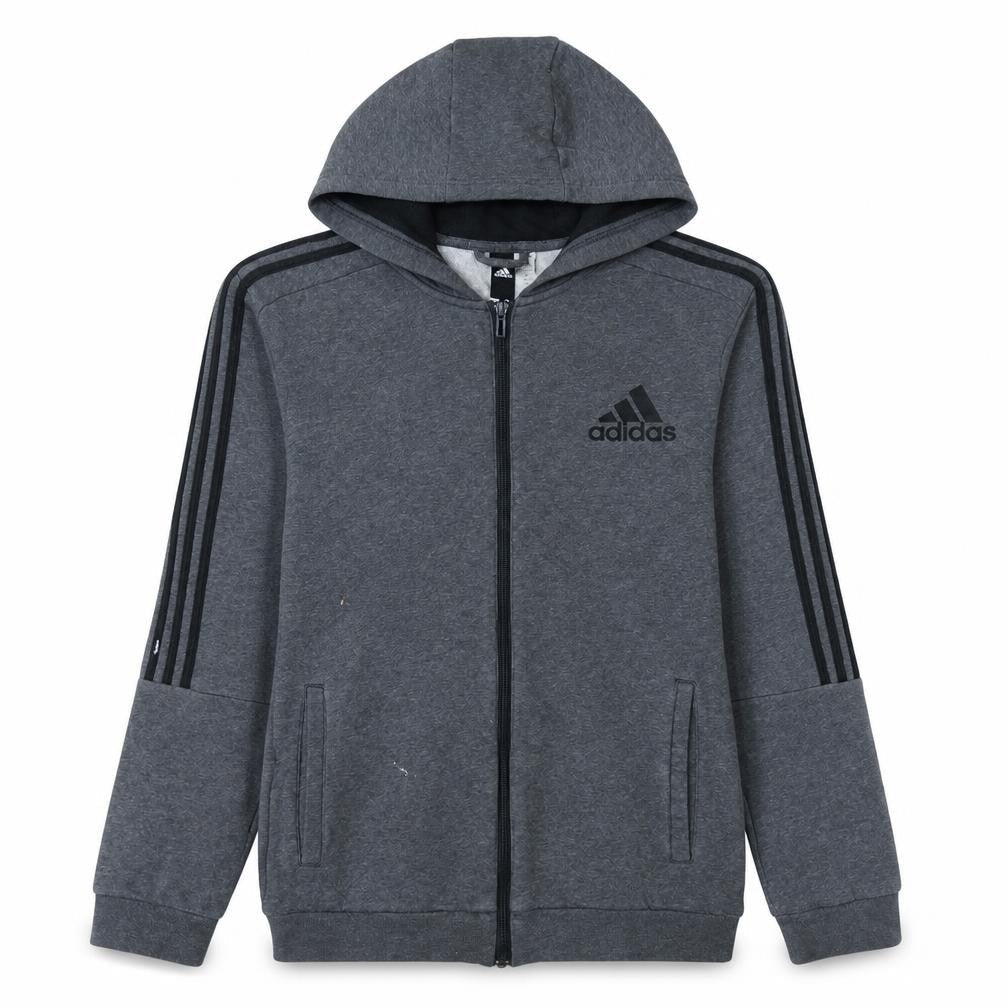 Adidas Men's Grey Full Zip Hoodie Size L Sports Fleece