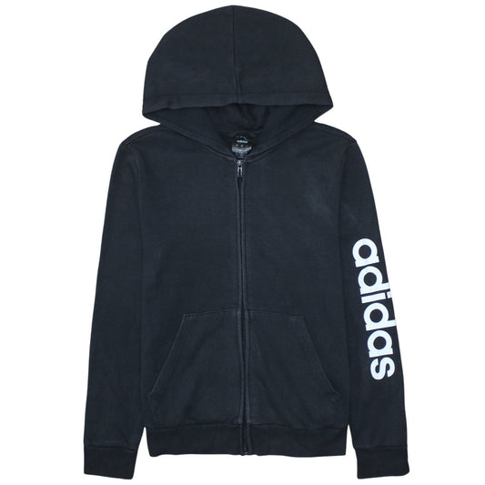 Adidas Womens Black Full Zip Hoodie Medium 12 Hooded Sweatshirt