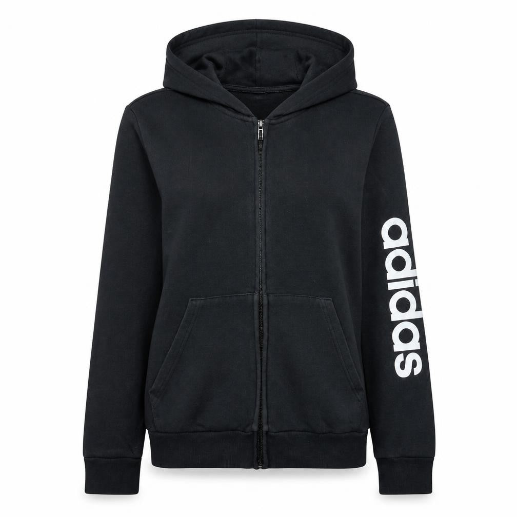 Adidas Womens Black Full Zip Hoodie Medium 12 Hooded Sweatshirt