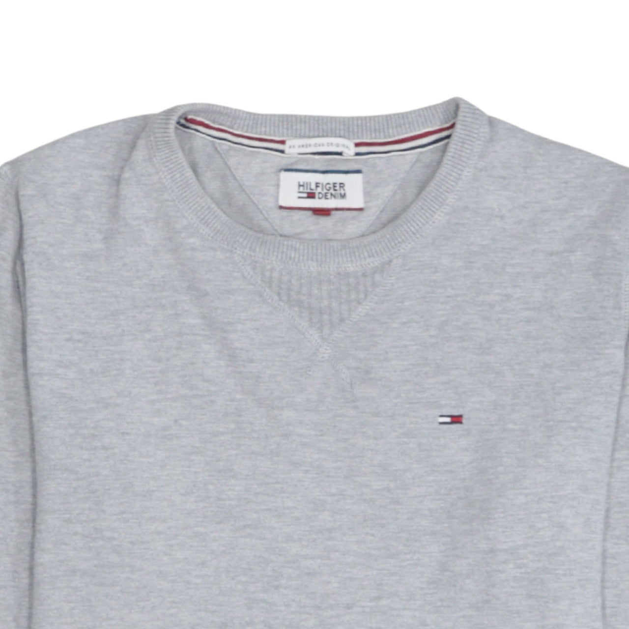Tommy Hilfiger Men's Grey Cotton Crew Neck Pullover Jumper M