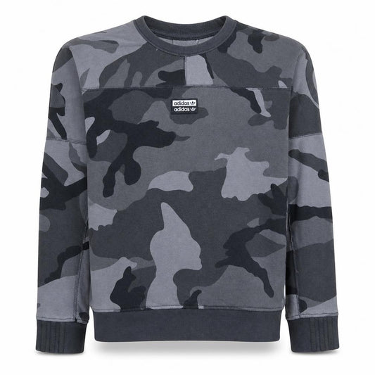 adidas Men's Grey Camouflage Crew Neck Pullover Sweatshirt XS
