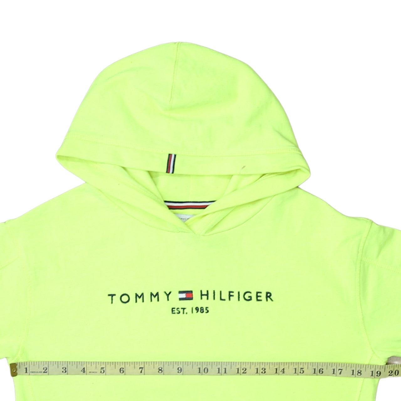 Tommy Hilfiger Boys Yellow Pullover Hoodie Size 176 Embroidered Logo