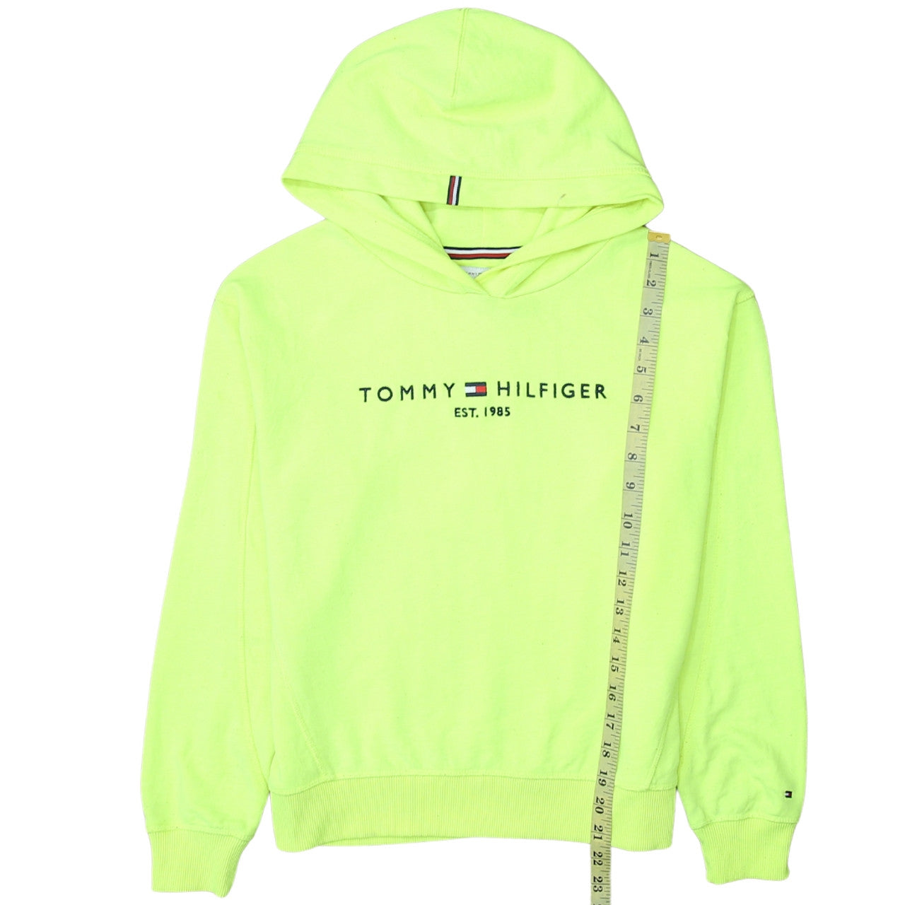Tommy Hilfiger Boys Yellow Pullover Hoodie Size 176 Embroidered Logo