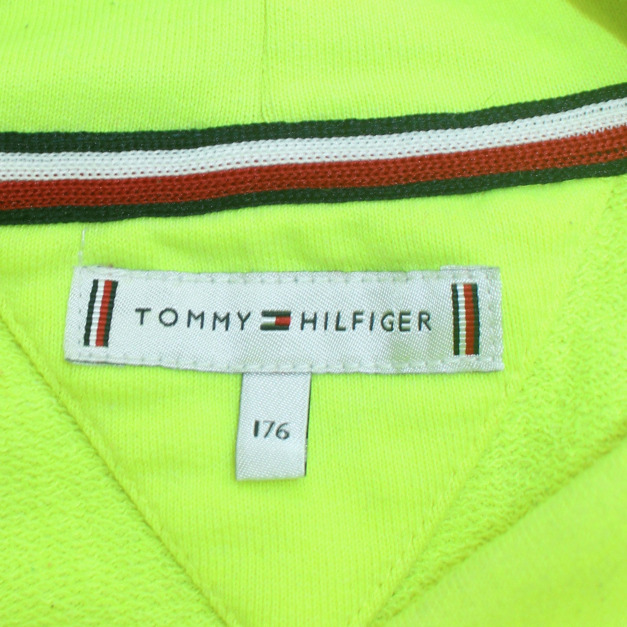 Tommy Hilfiger Boys Yellow Pullover Hoodie Size 176 Embroidered Logo
