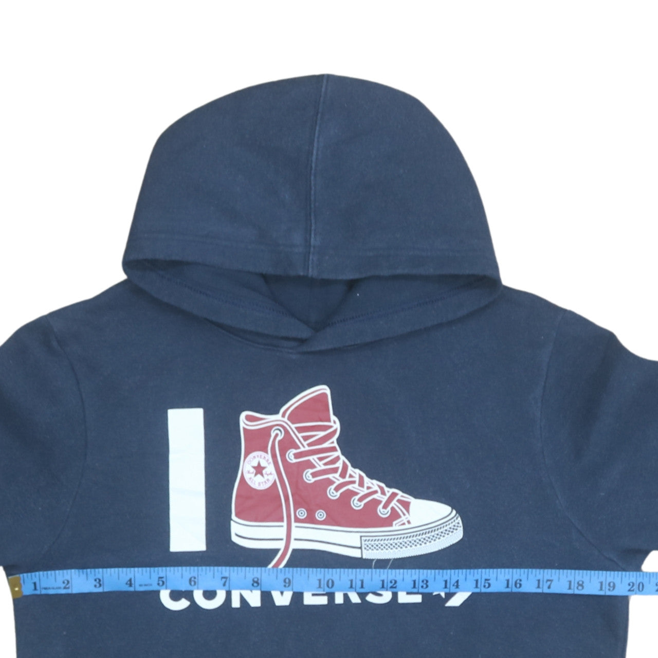 Converse Boys Blue XL Pullover Hoodie with Graphic Print and Hooded Pocket