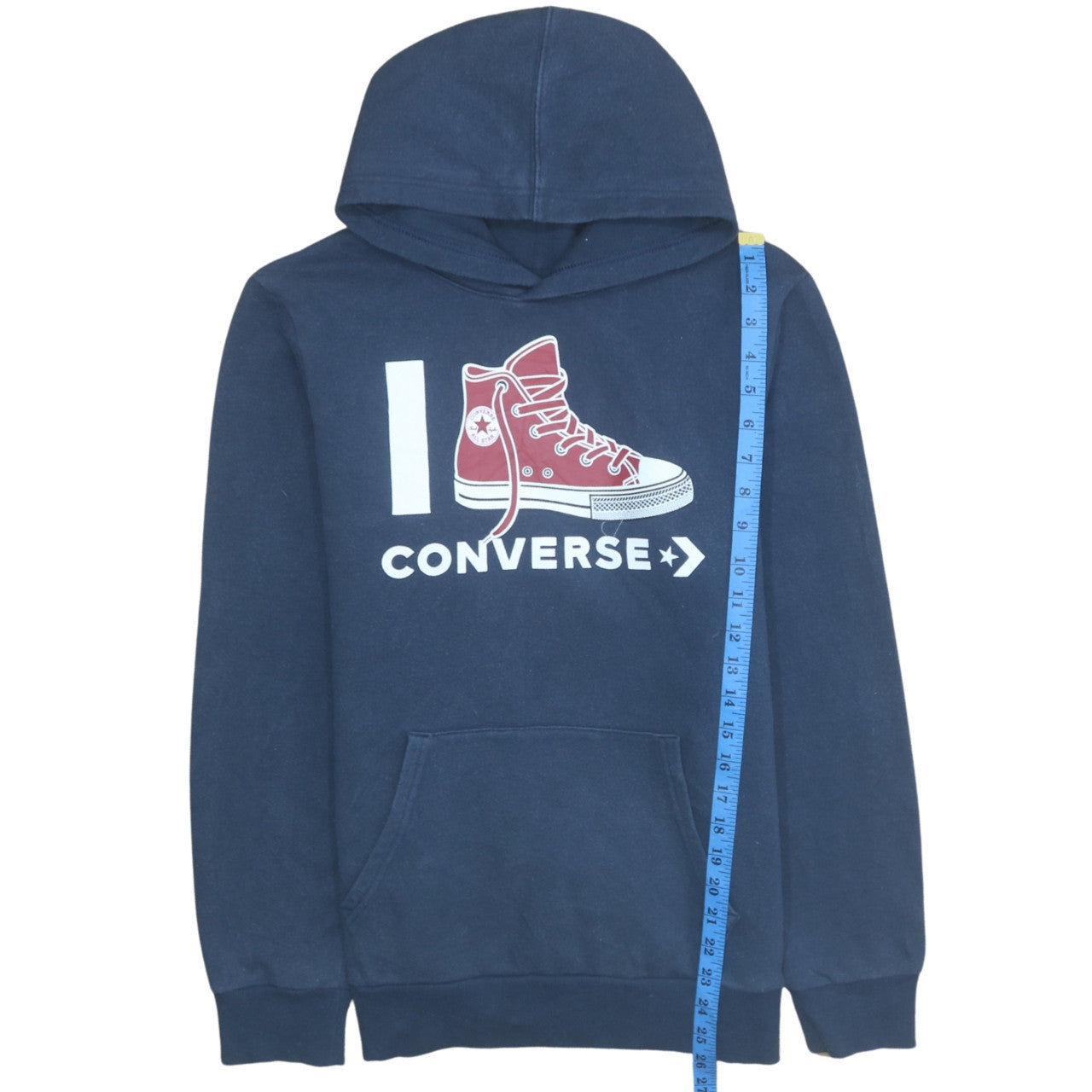 Converse Boys Blue XL Pullover Hoodie with Graphic Print and Hooded Pocket