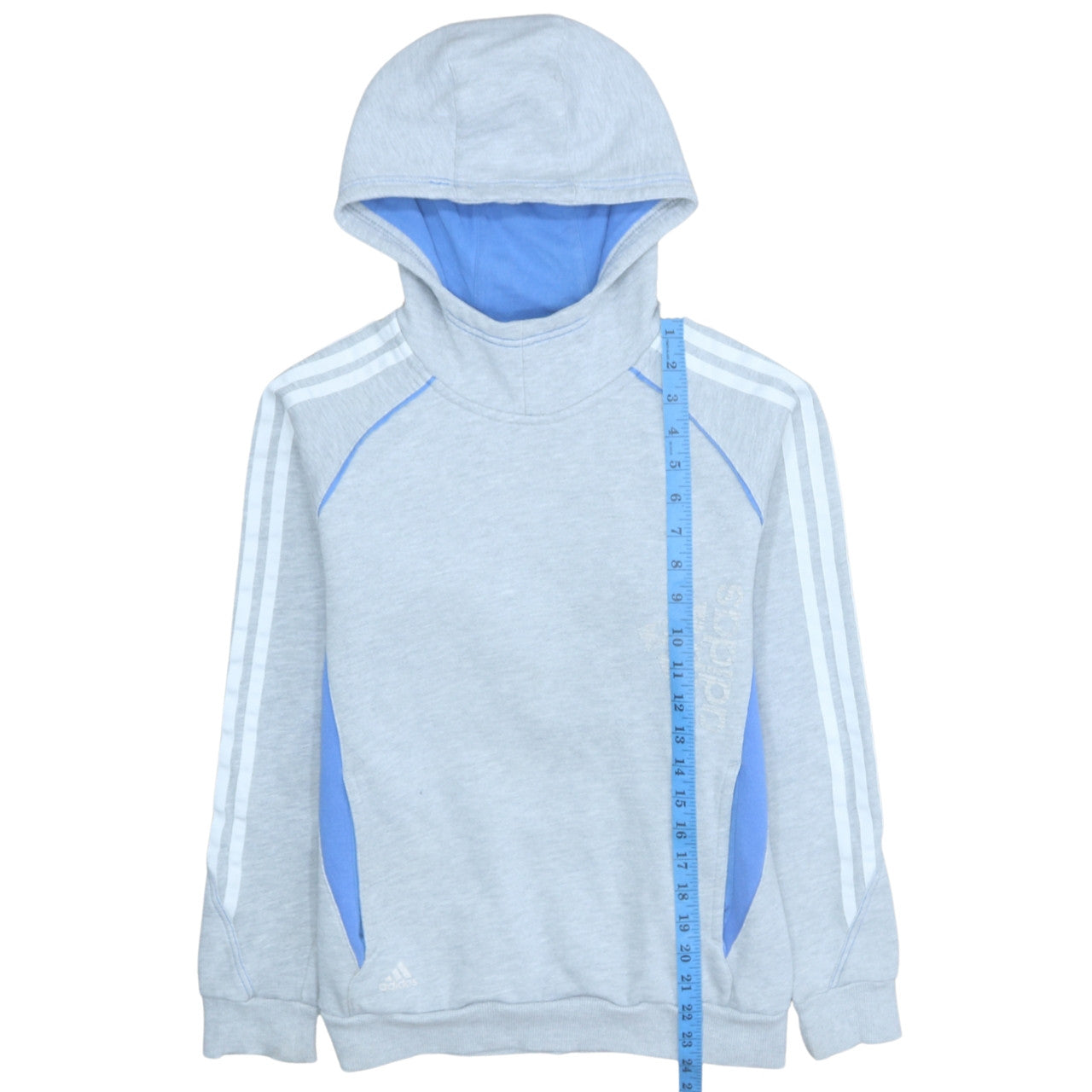 adidas Boys Grey Pullover Hoodie 13-14 Years Fleece Hooded Sweatshirt