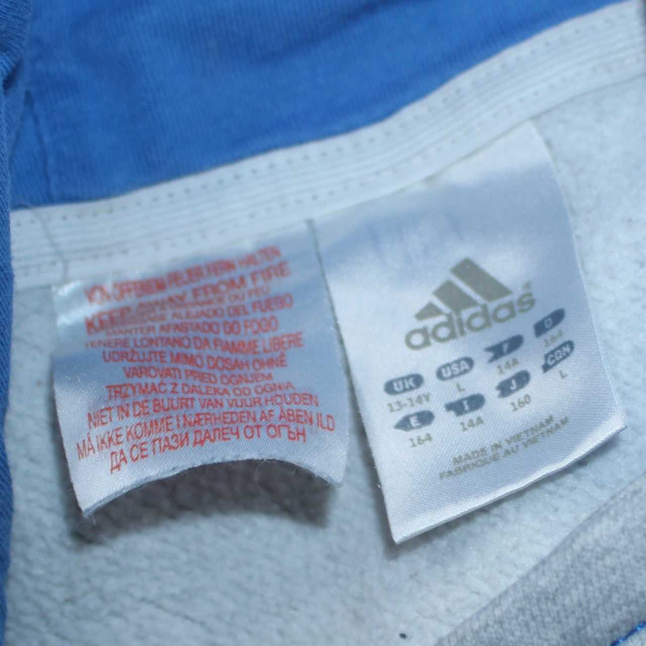 adidas Boys Grey Pullover Hoodie 13-14 Years Fleece Hooded Sweatshirt