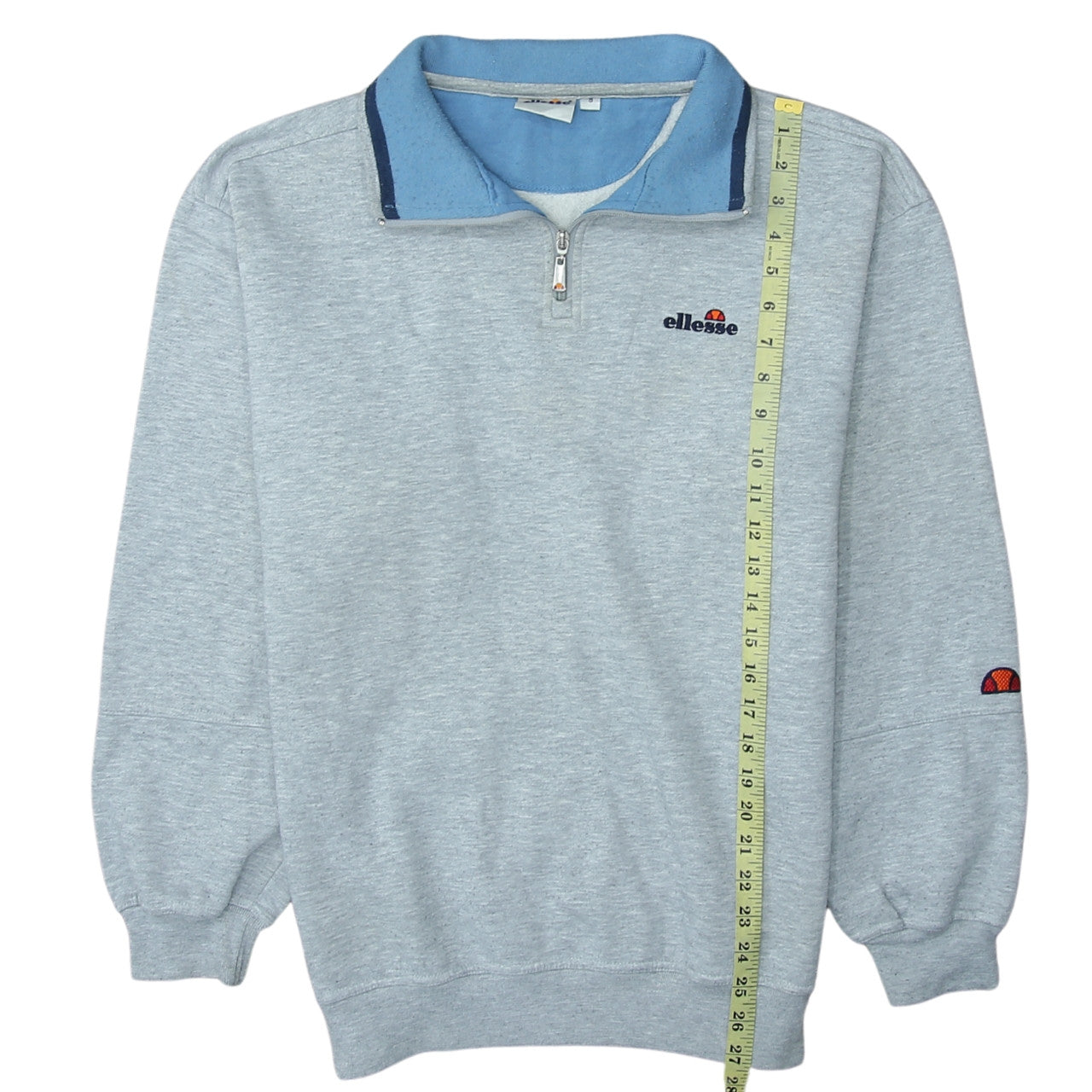 Ellesse Men's Grey 1/4 Zip Collared Sweatshirt Size S Retro Sports Style